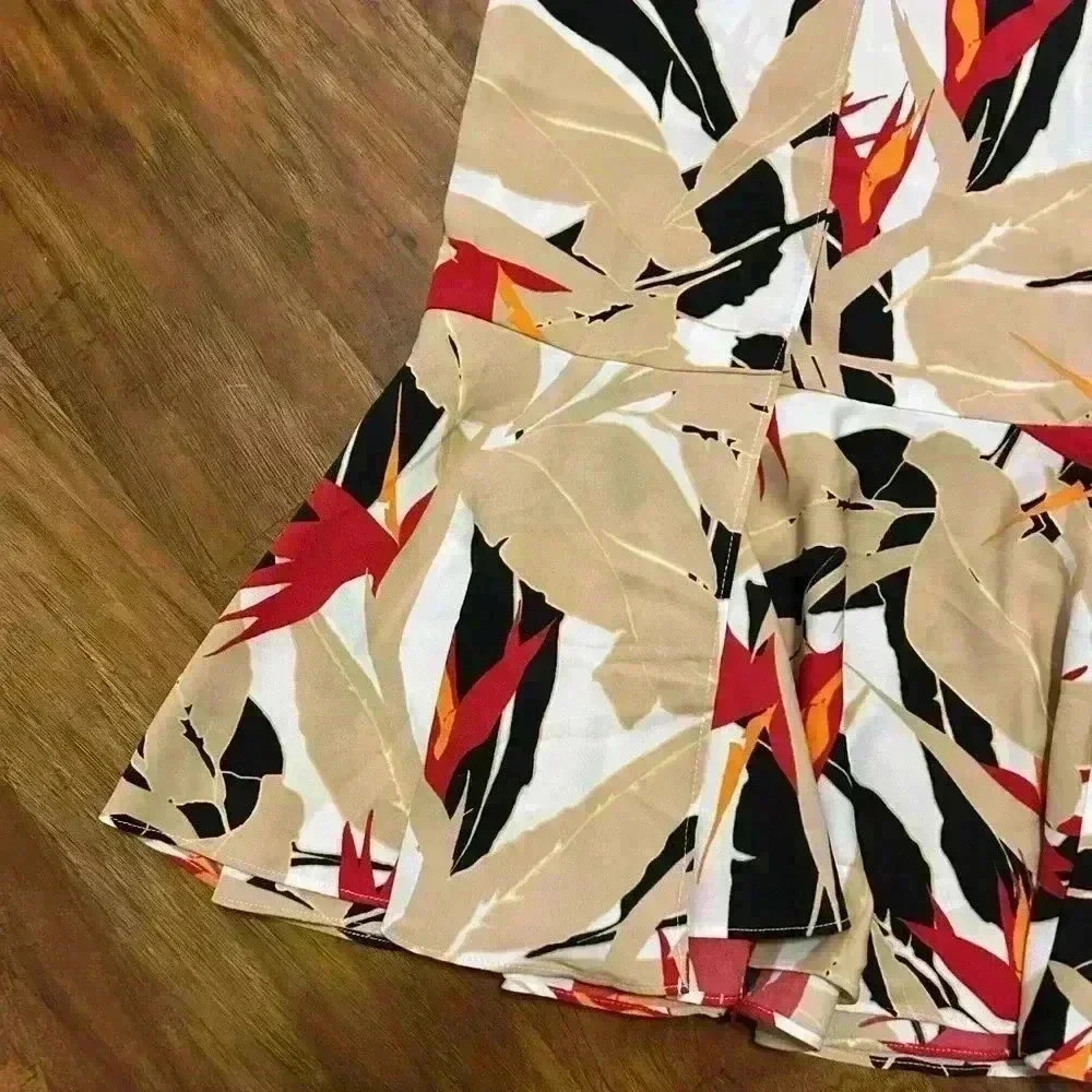Knee Length Faux Wrap Skirt With Multicolored Floral Tropical Print Size XL - Picture 2 of 9